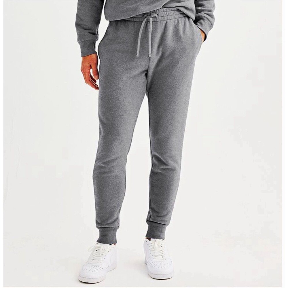 Men’s Gray Solid Jogger Pants Drawstring Elastic Waist Tapered Activewear
